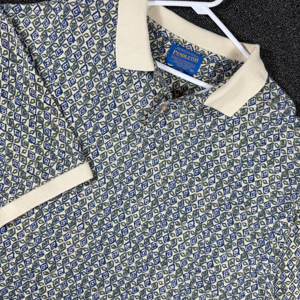 Pendleton Men's XL Polo Shirt Short Sleeve Contrast Collar Western Diamond Print